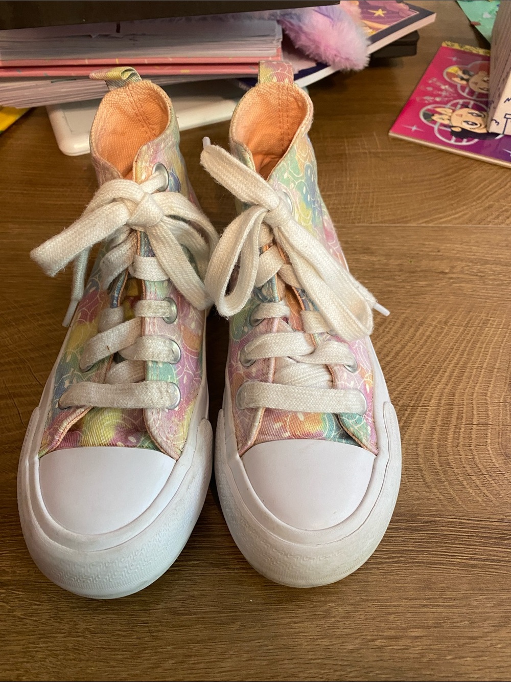 wonder nation Pastel Rainbow High-Top Sneakers with Cream Laces